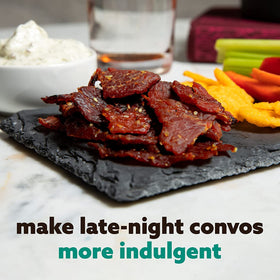 Golden Island premium pork jerky marinated in Korean seasonings for bold taste.