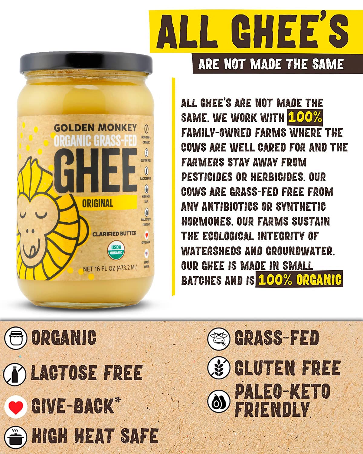 Golden Monkey ghee in a skillet demonstrates versatile fat for cooking