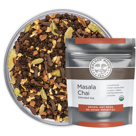 Golden Moon Tea Organic Masala Chai loose leaves for an authentic home-brewed chai.