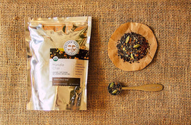 Golden Moon Tea spice blend features peppercorns and ginger for a warm morning ritual.