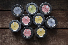 Golden Moon Tea variety labels help choosing among blends at a glance