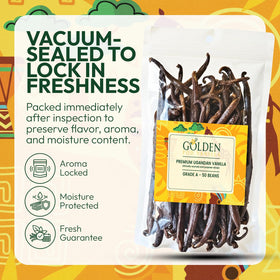 Golden Pod vanilla beans 6–7 inch long plump pods for flavor-rich recipes