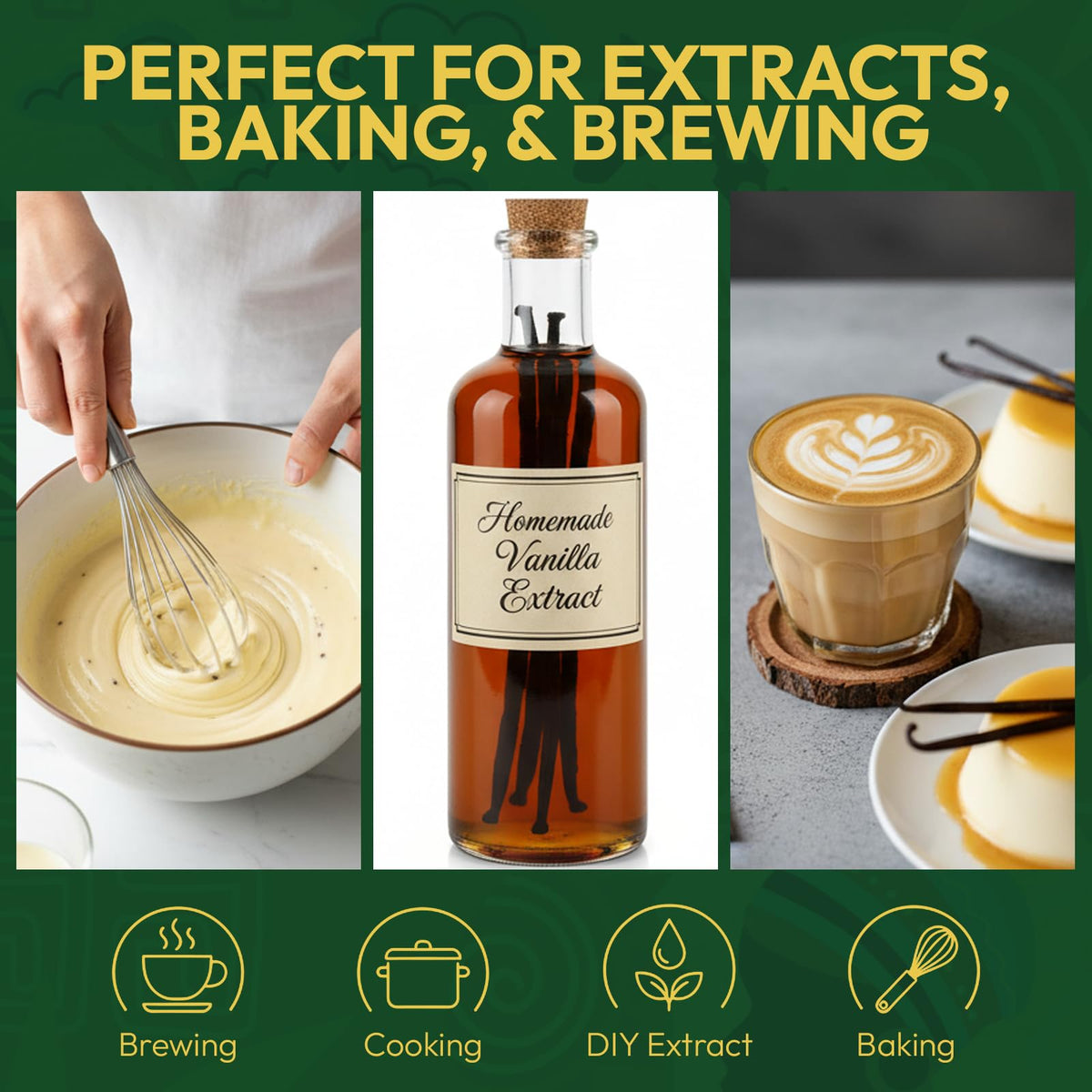 Use Golden Pod vanilla beans for extraction, scraping seeds, or grinding