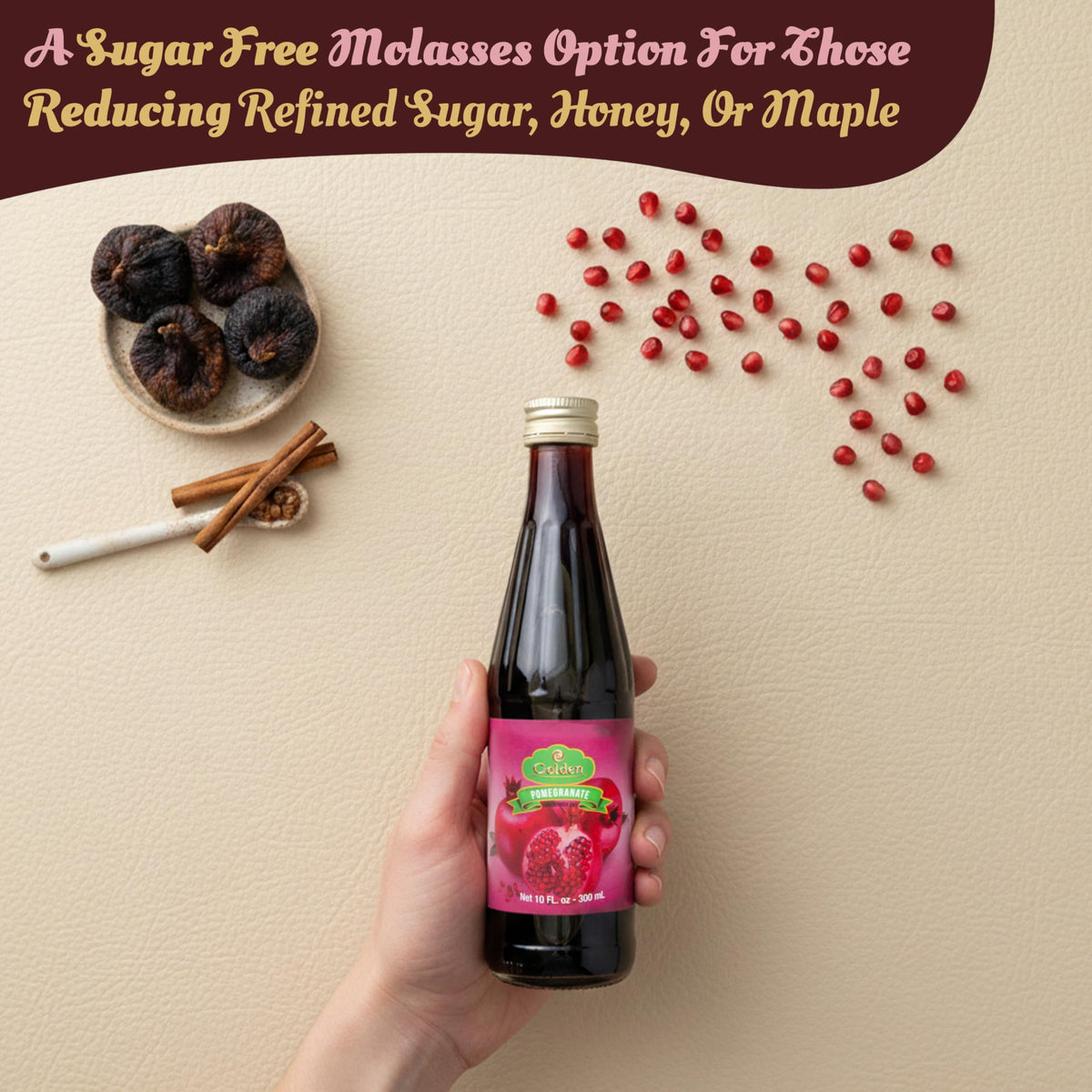 Golden Pomegranate Molasses dessert-swirls: ideal for topping yogurt, ice cream, or pastries.