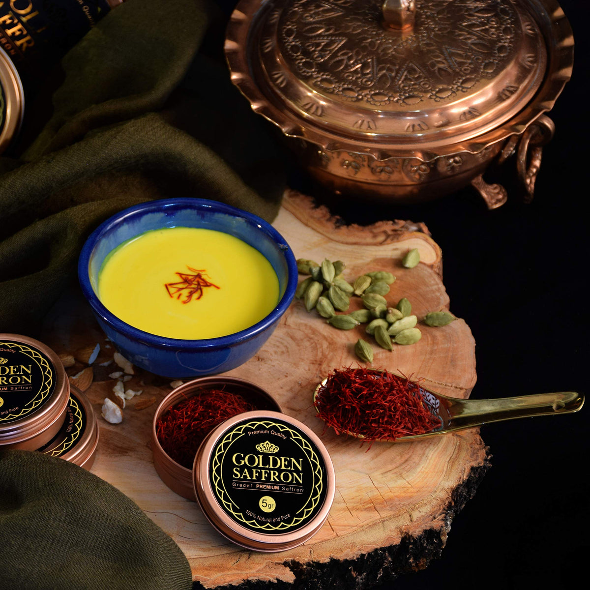 Golden Saffron aroma-rich threads ideal for paellas and risottos.