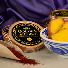 Golden Saffron golden milk beverage suggesting luxurious aroma and warmth.