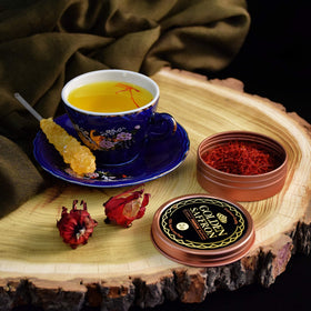 Golden Saffron paella dish with vivid saffron strands enriching color