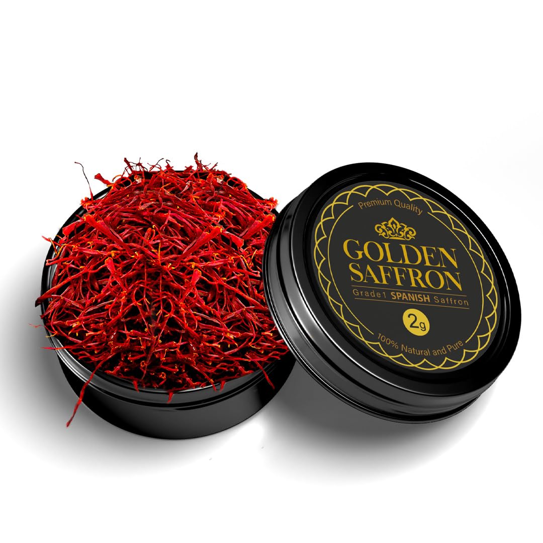 Golden Saffron risotto dish featuring saffron threads for golden hue.