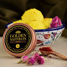 Golden Saffron threads close-up, pure saffron strands for authentic flavor