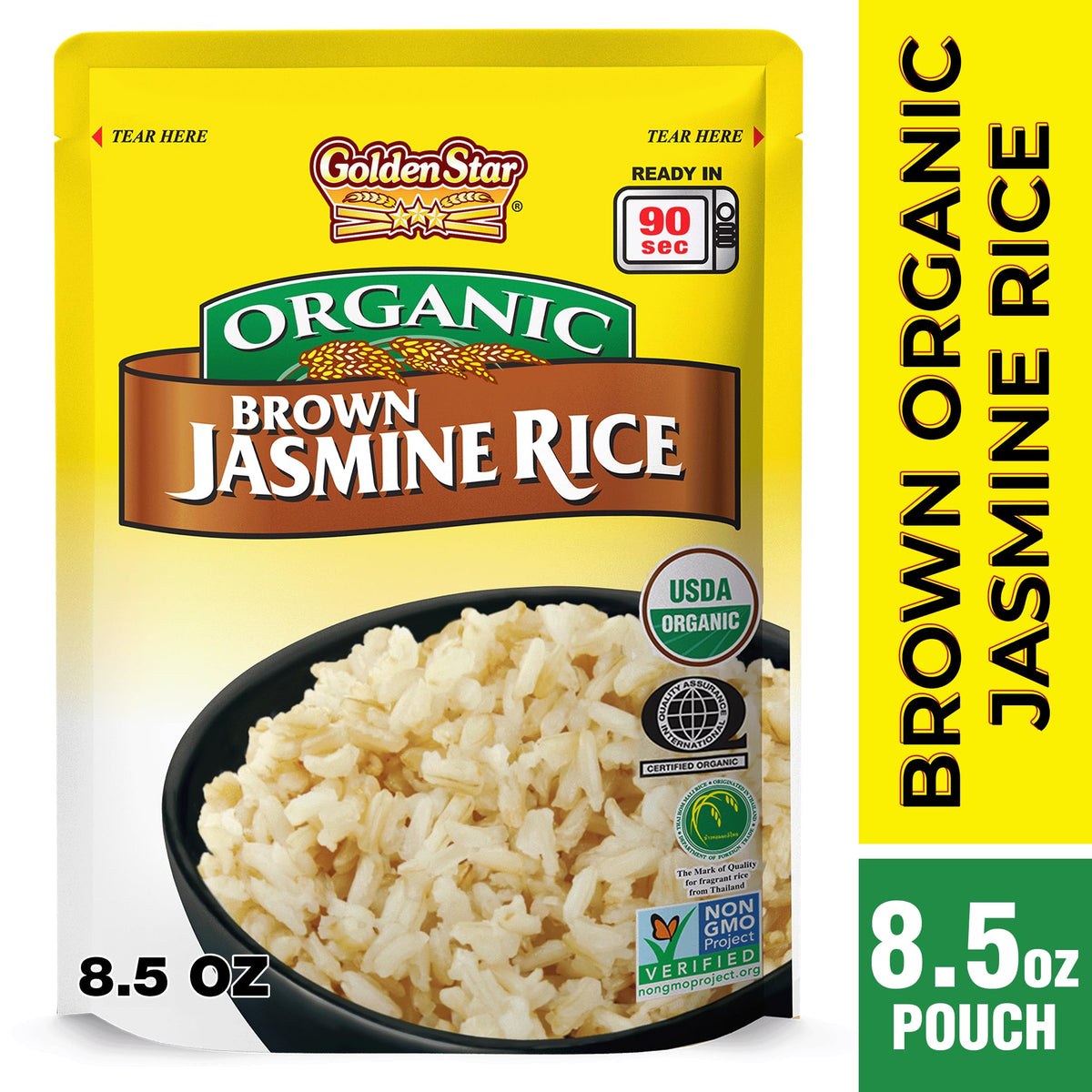 Golden Star long-grain brown rice close-up for versatile recipes.