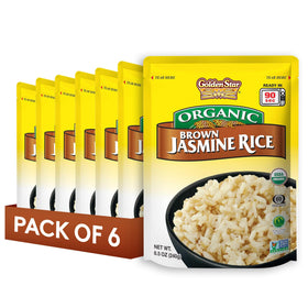 Golden Star organic Thai Hom Mali brown rice pack-6 for quick meals.