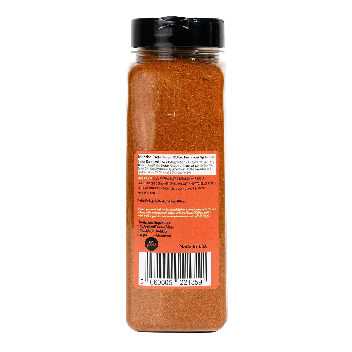 Golden Tower Sazon with Saffron jar-closeup highlights premium saffron strands.