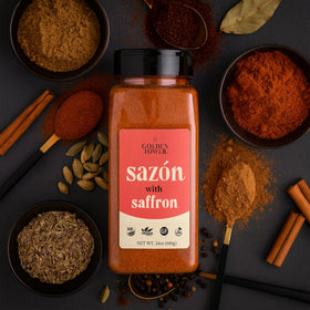 Golden Tower Sazon with Saffron packaging-front emphasizes 24oz premium pack.