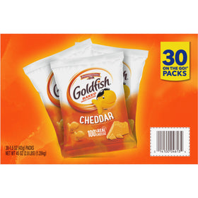 Goldfish Cheddar Crackers on-the-go snack for travel or car trips.