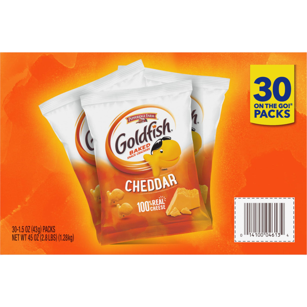 Goldfish Cheddar Crackers resealable pack to keep freshness.