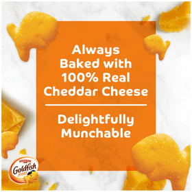 Goldfish Cheddar crackers in soup topping for extra texture.