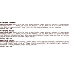Goldfish Cheddar snack pack featuring baked cheddar cheese flavor.