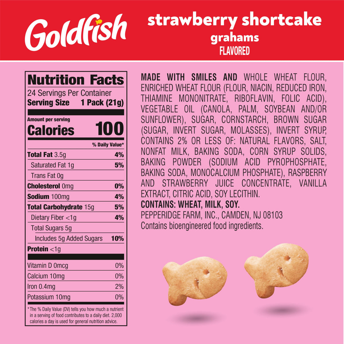 Goldfish strawberry shortcake flavored baked grahams close-up showing crisp texture for kids