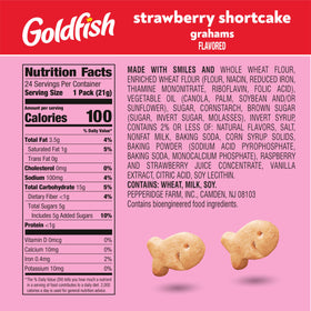 Goldfish strawberry shortcake flavored baked grahams close-up showing crisp texture for kids