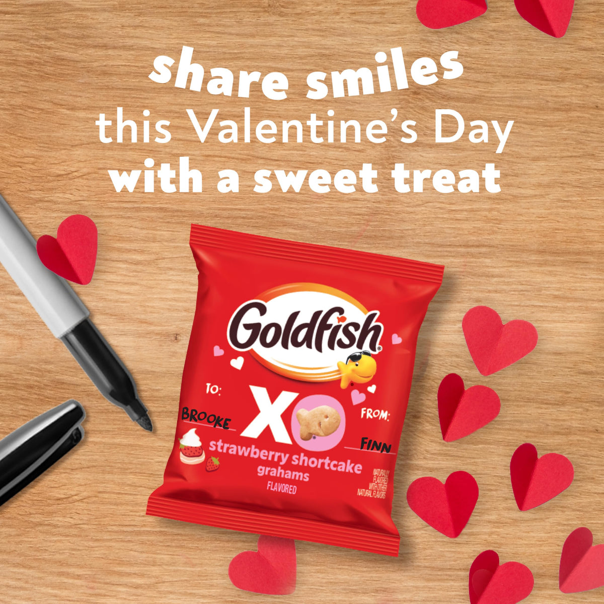 Goldfish valentines day packaging with heart design for festive gifting