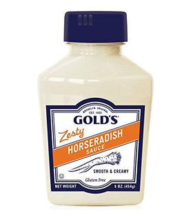 Gold's Horseradish SQZ ZESTY bottle pour adds bold flavor to sandwiches