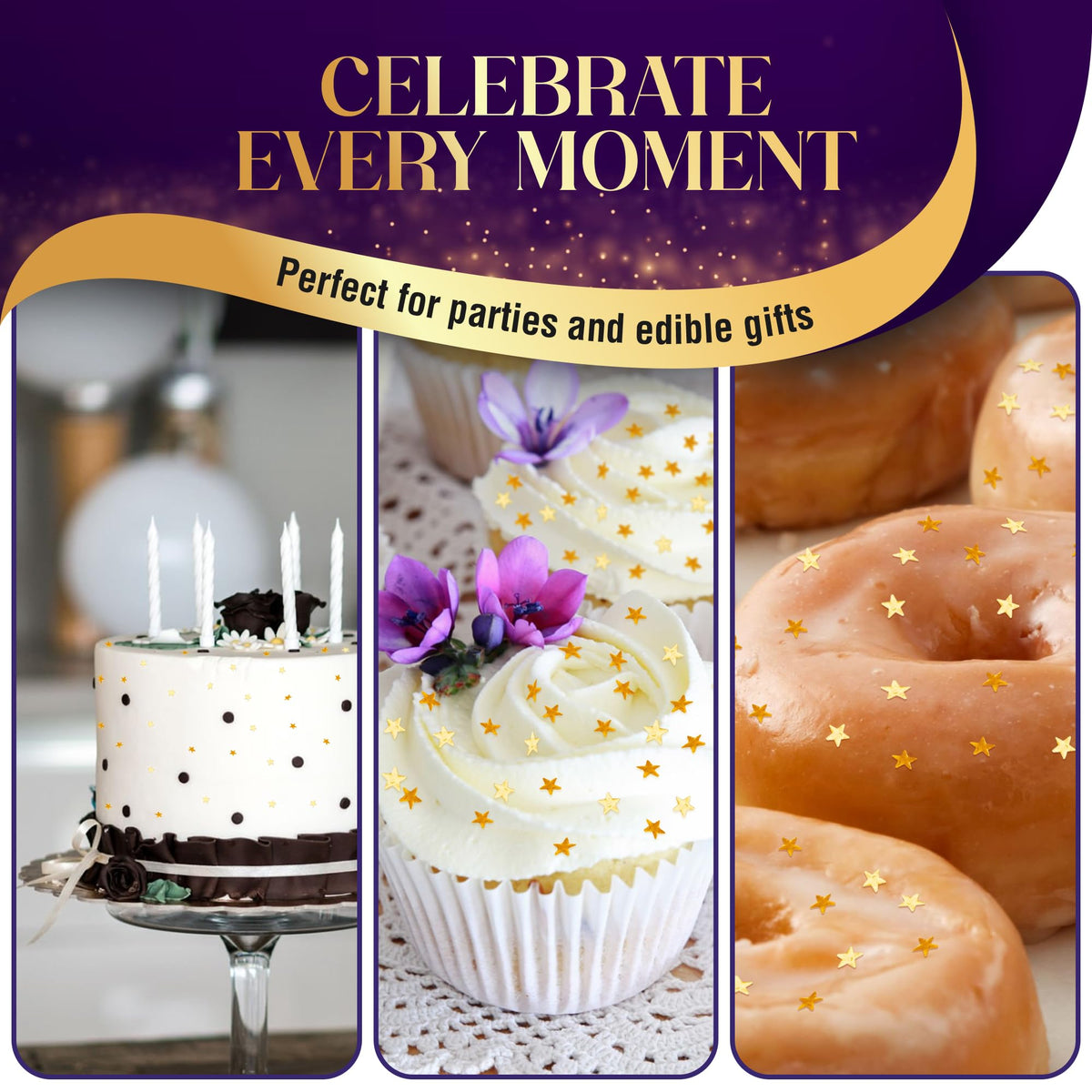 Goldz cookies featuring gold sprinkles highlight festive dessert accents
