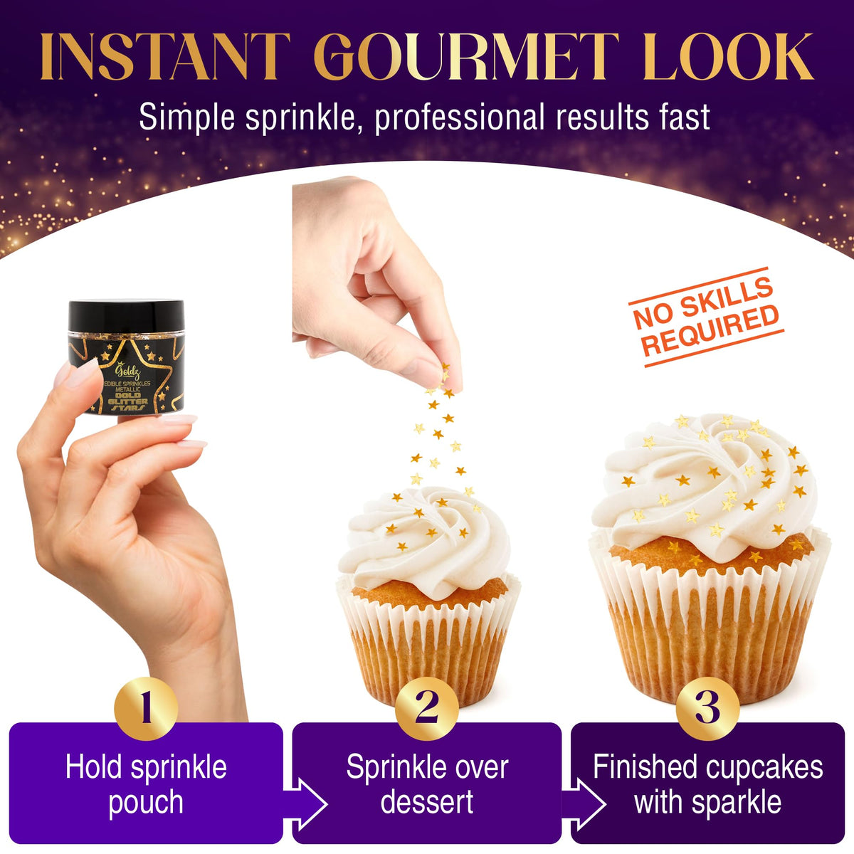 Goldz edible gold flakes close-up showcase luxurious finish for desserts