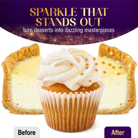 Goldz gold star sprinkles on cake offer eye-catching sparkle for celebrations