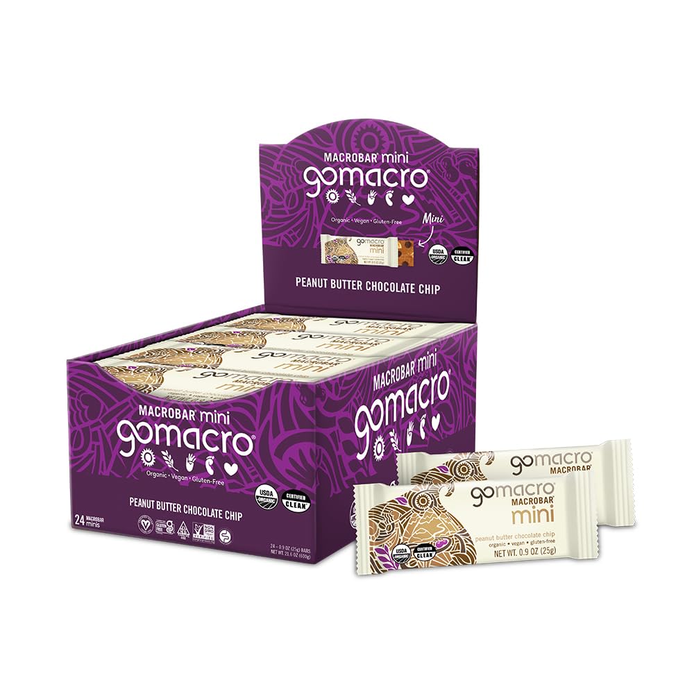 GoMacro MacroBar Mini packaging showcases an organic snack on the go.