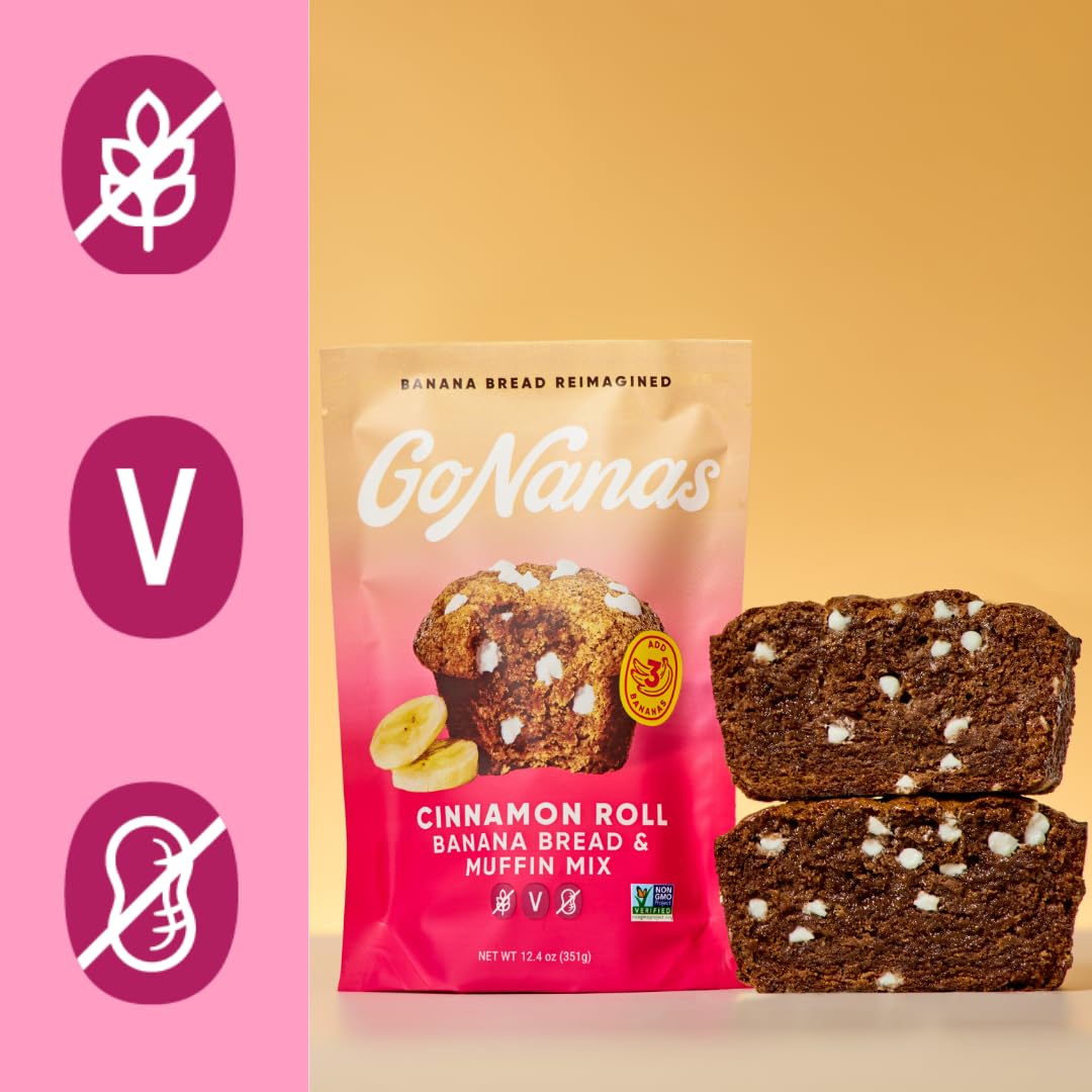 GoNanas baked cinnamon roll banana bread slice comes with a warm aroma.