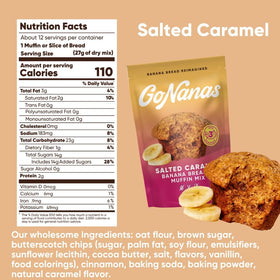 GoNanas ingredients panel shows oat flour base for allergen-friendly, simple pantry baking.