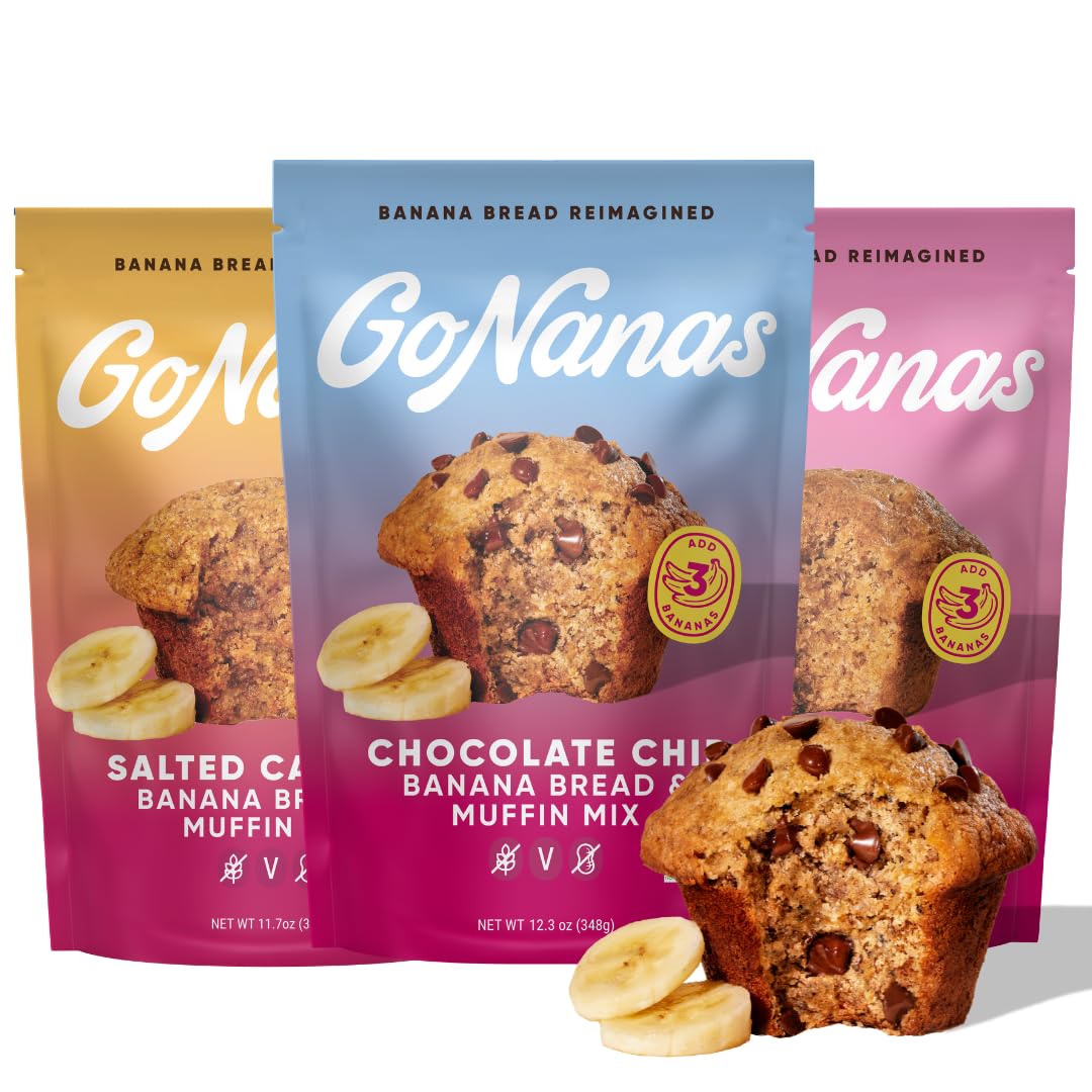 GoNanas Original banana bread mix bag - gluten-free batter ready for muffins or loaf.