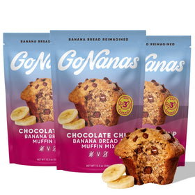 GoNanas chocolate chip oat flour banana bread mix bowl ready for a quick breakfast.