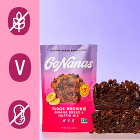 GoNanas chocolate chips close-up, premium chips for rich chocolate texture.