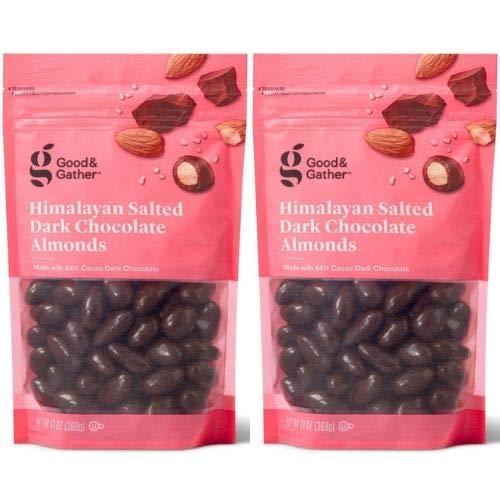 Good & Gather Himalayan Salted Dark Chocolate Almonds two-pack packshot, ready to snack on the go
