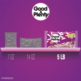 Good & Plenty pink and white candy coating appeals to nostalgic candy lovers.