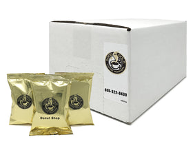 Good As Gold Donut Shop coffee pouches, individually wrapped to keep freshness at each cup.