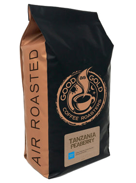 Good As Gold Tanzania Peaberry beans in a 5lb bag for rich flavor