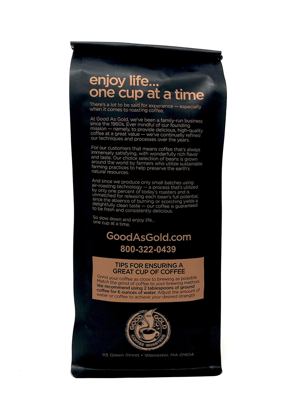 Good As Gold Tanzania Peaberry roast detail showcases smooth buttery body potential.