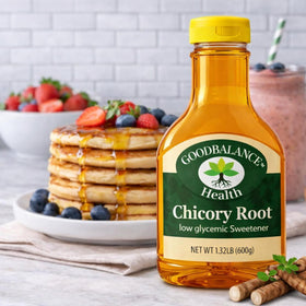 Good Balance chicory syrup on a keto-friendly plate with fiber