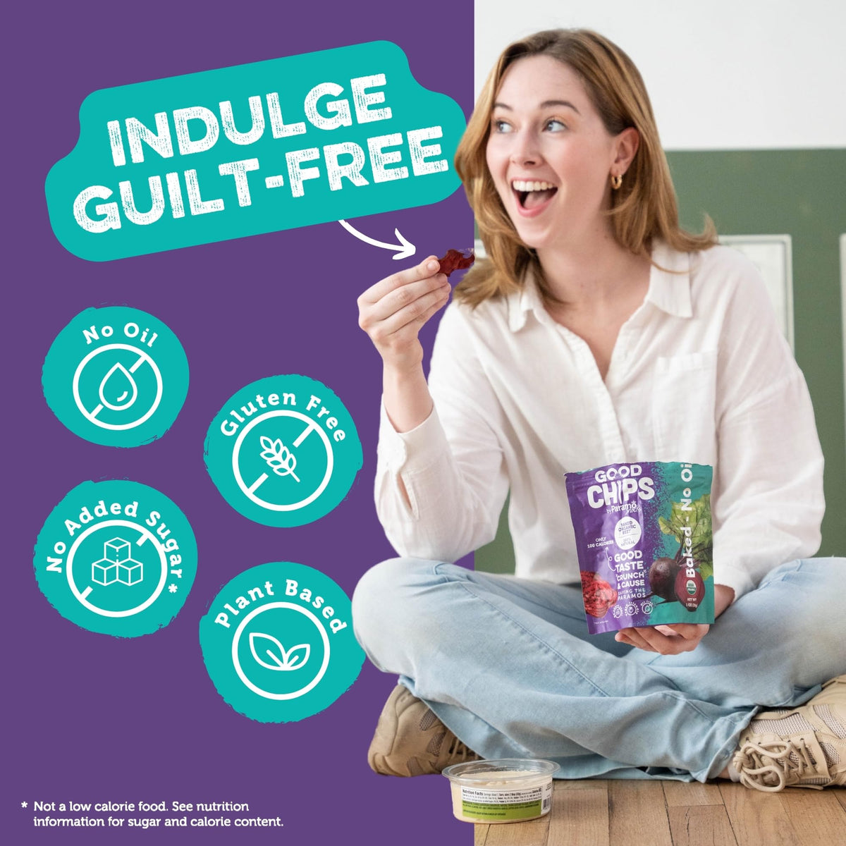Vegan and gluten-free badge signals a lifestyle-friendly Good Chips snack