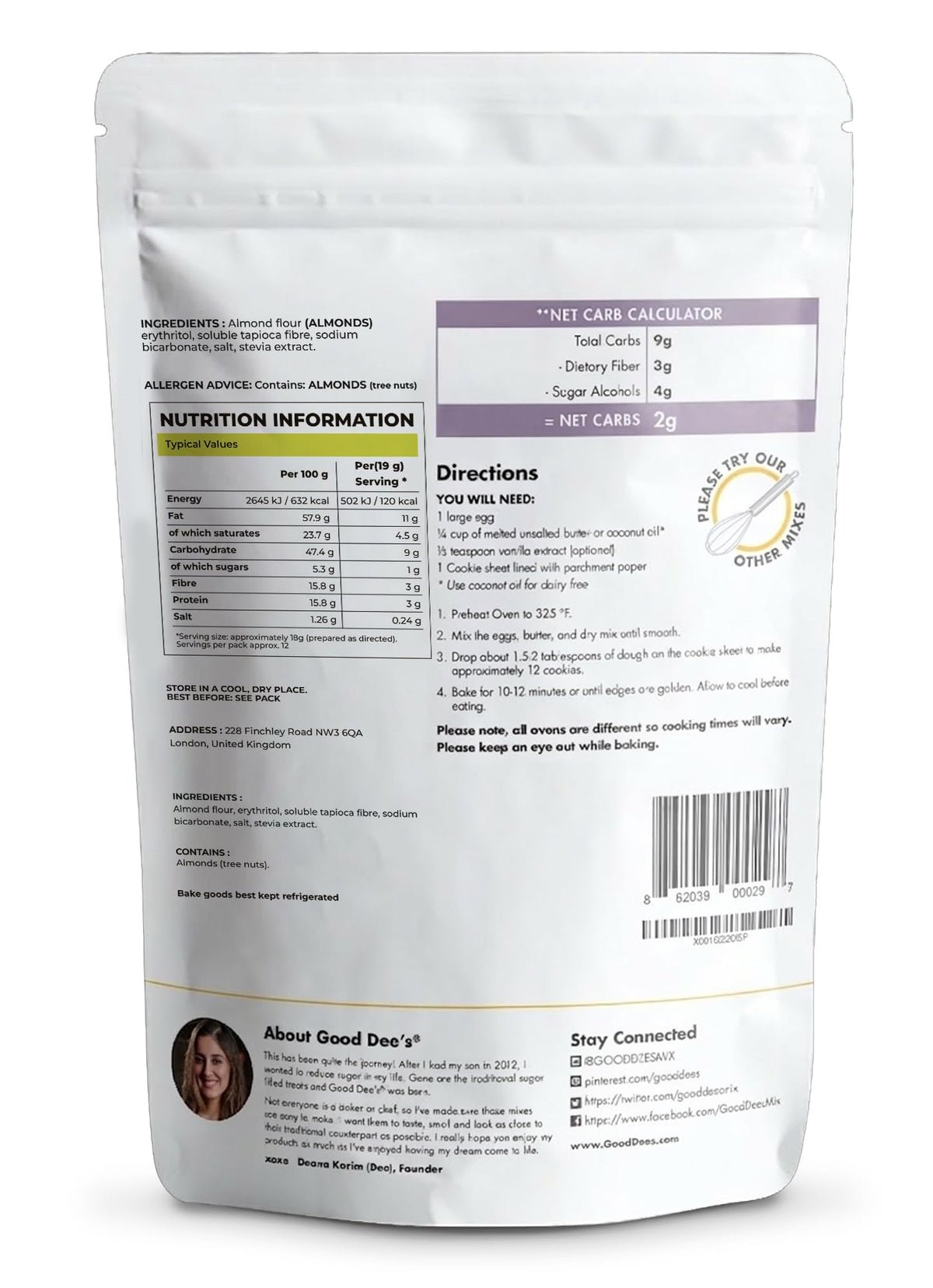 Good Dee's almond flour base closeup highlights a nutty texture ideal for cookies.