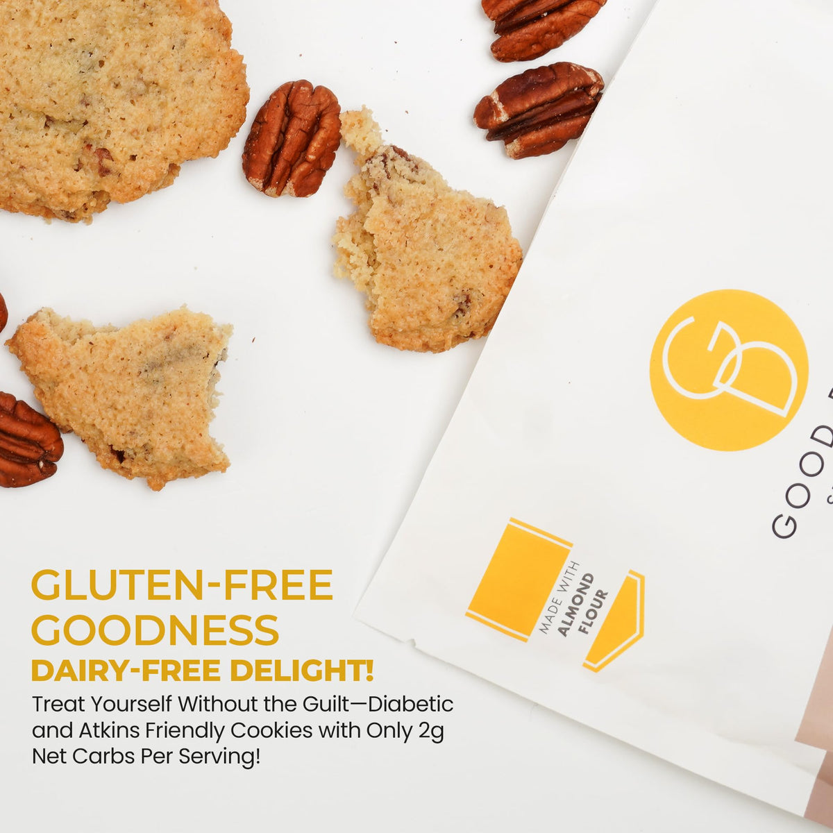 Cookies baking on a sheet from Good Dee's Butter Pecan Cookie Mix with warm aroma.