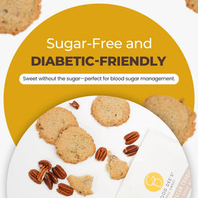 Close-up of almond flour and sugar alternatives in Good Dee's Butter Pecan Cookie Mix for keto sweetness.