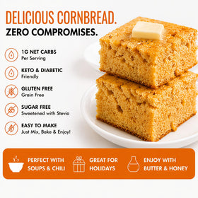 Slice of Good Dee's corn bread on a plate, paired with butter.