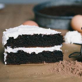 Just Add Water Dark Chocolate Frosting beside Good Dee's Devil's Food Cake for pairing.