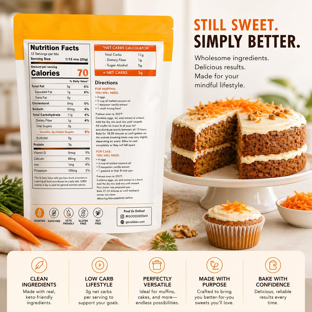 Measuring ingredients with Good Dees mix for quick prep.