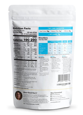 Good Dee’s Pancake Mix ingredients bowl shows almond flour for a wholesome base.