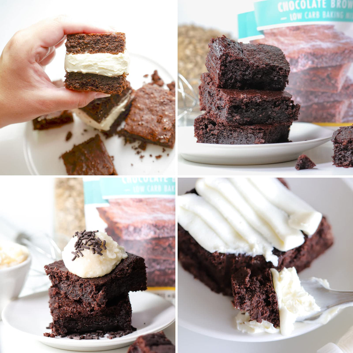 Good Dee's plated brownie serving showcases quick, dessert-ready goodness.