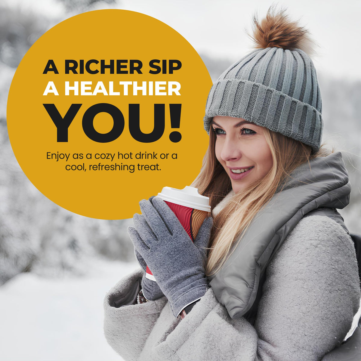 Pouring Good Dee's Sipping Chocolate into a cup for a cozy, dairy-free treat.